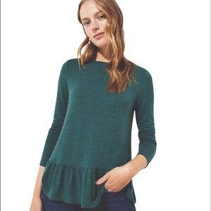 LOFT Flounce Long Sleeve Top, Size S, Like New